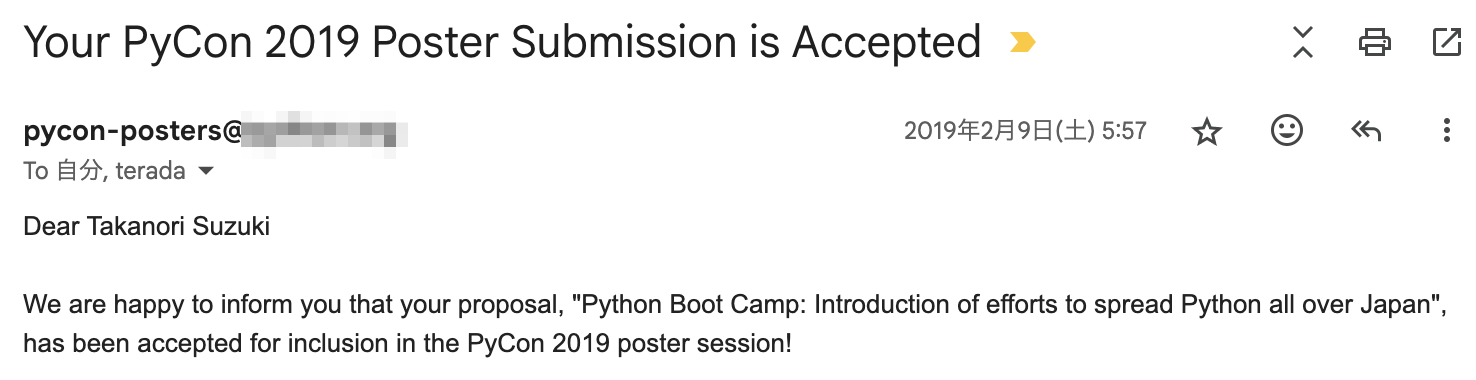 PyCon US 2019 Poster Accepted