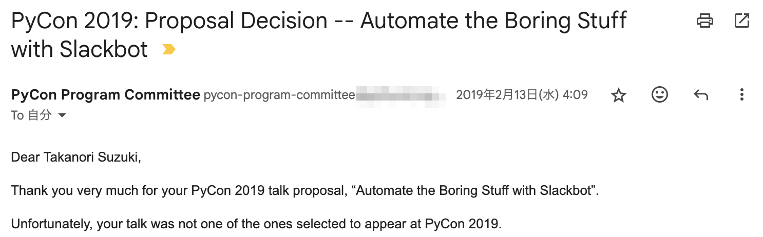 PyCon US 2019 Talk Rejected