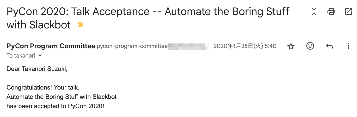 PyCon US 2020 Talk Accepted